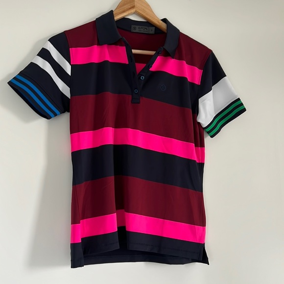 G/FORE Polo Golf Too Shirt Women Small Colourblocked Stripes - Picture 1 of 3